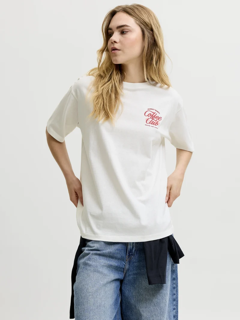 JXMILLOW LOOSE SS TEE JRS STYDSS26, Cloud Dancer/COFFEE CLUB