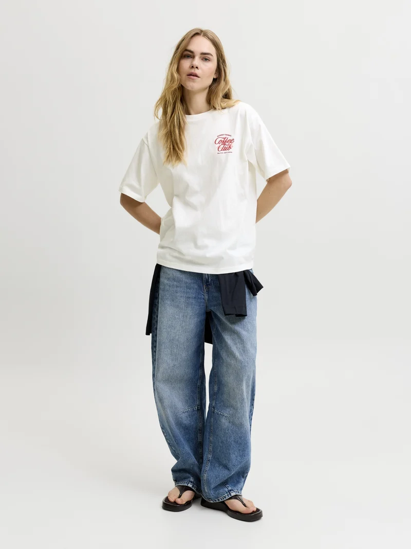 JXMILLOW LOOSE SS TEE JRS STYDSS26, Cloud Dancer/COFFEE CLUB