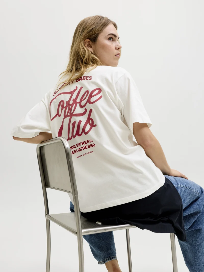 JXMILLOW LOOSE SS TEE JRS STYDSS26, Cloud Dancer/COFFEE CLUB