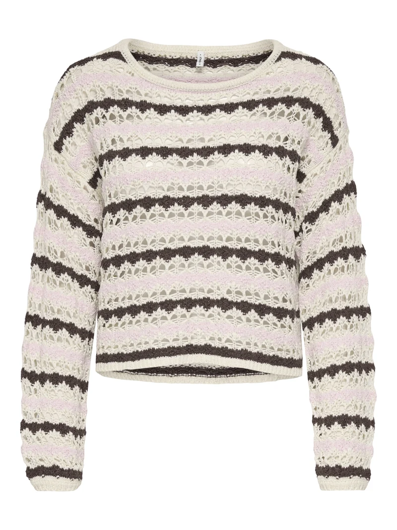 ONLGEENA LS O-NECK PATTERN LOOSE CC, Birch/Pale L/Chocolate M