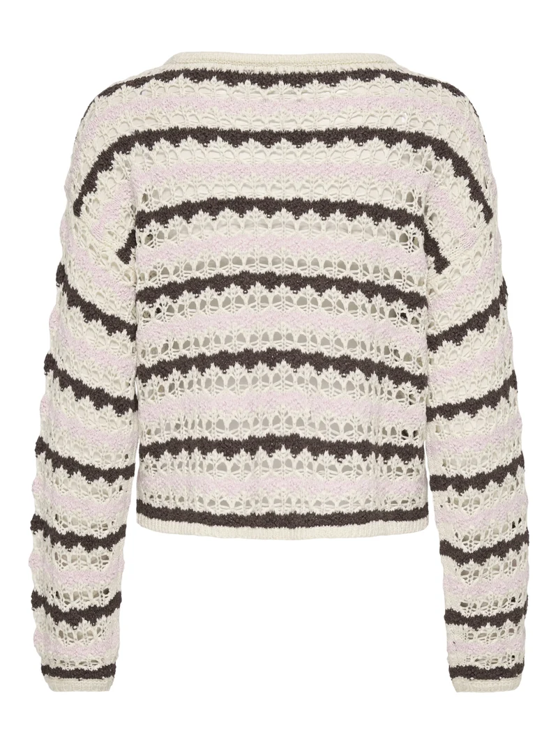 ONLGEENA LS O-NECK PATTERN LOOSE CC, Birch/Pale L/Chocolate M