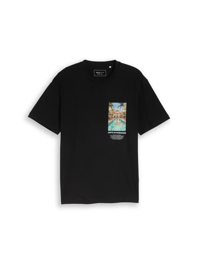 relaxed photo print t-shirt, Black
