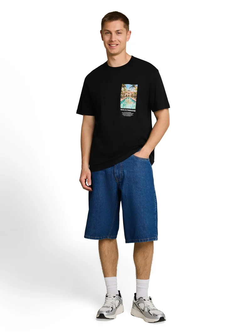 relaxed photo print t-shirt, Black