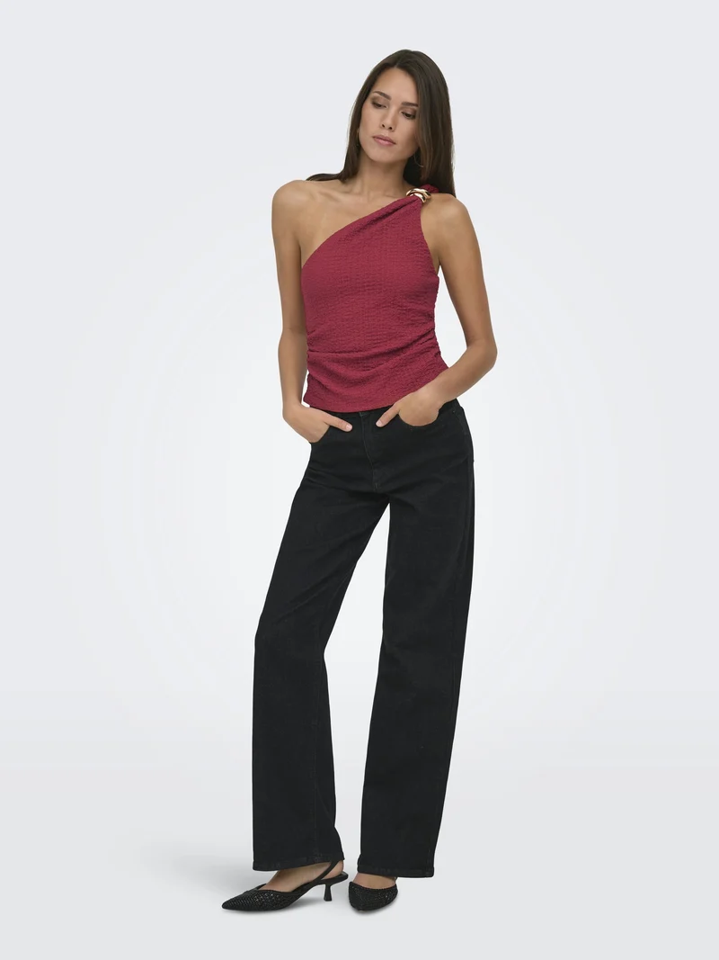 ONLERIKKA ASSYMETRIC CRINKLE TOP PN, Brick Red