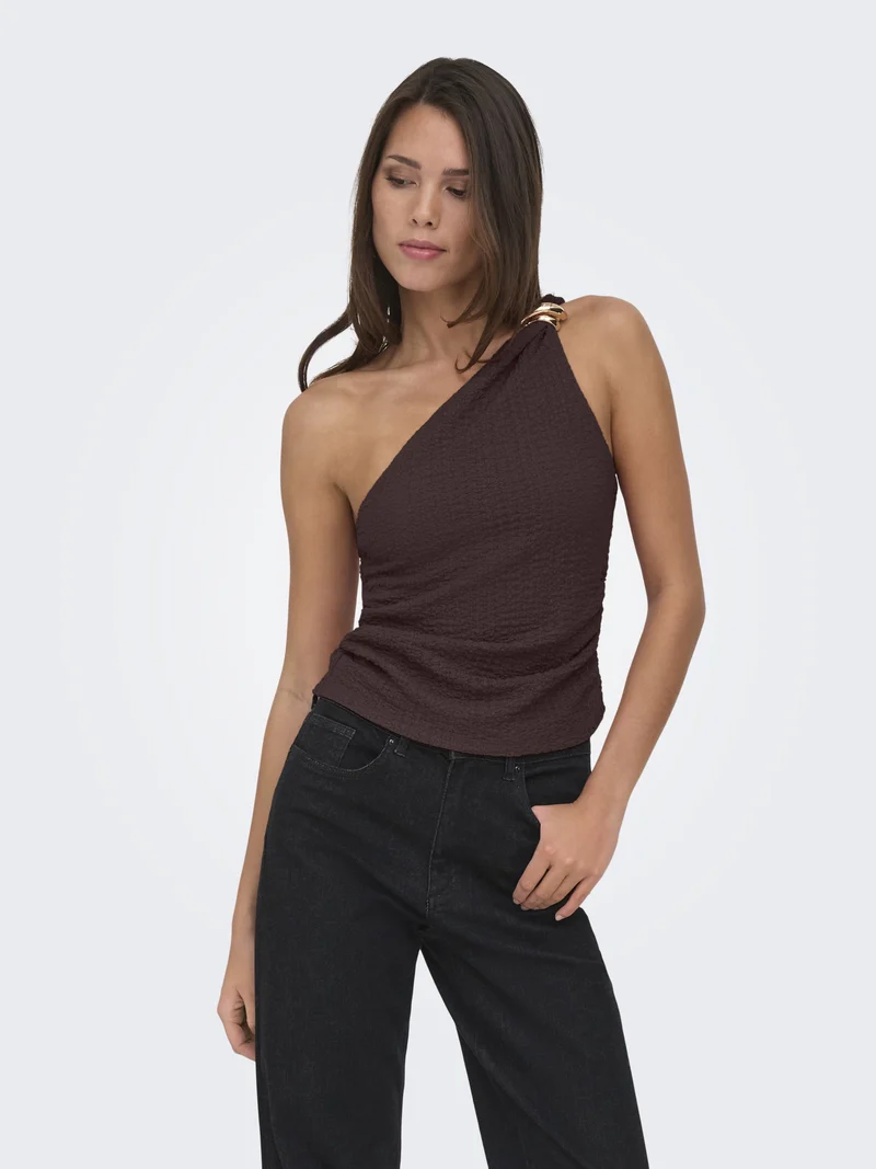 ONLERIKKA ASSYMETRIC CRINKLE TOP PN, Coffee Bean