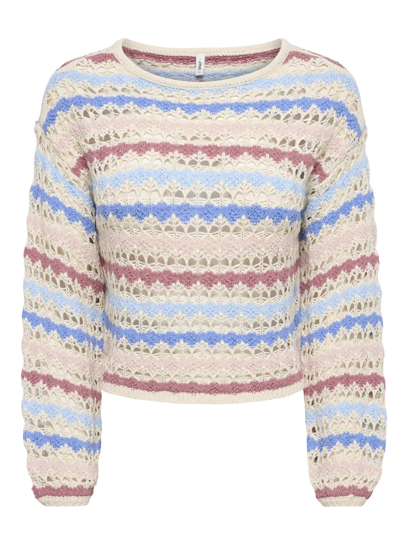 ONLGEENA LS O-NECK PATTERN LOOSE CC, Birch/Dusty R/Serpia R/Cornflower B