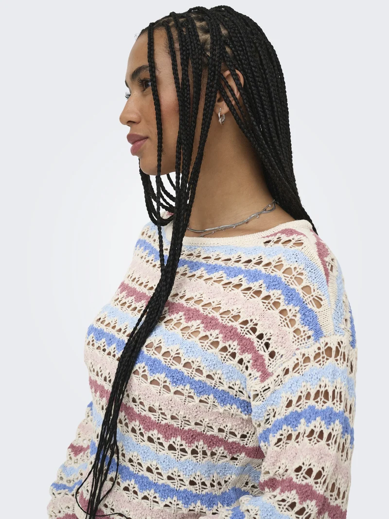 ONLGEENA LS O-NECK PATTERN LOOSE CC, Birch/Dusty R/Serpia R/Cornflower B