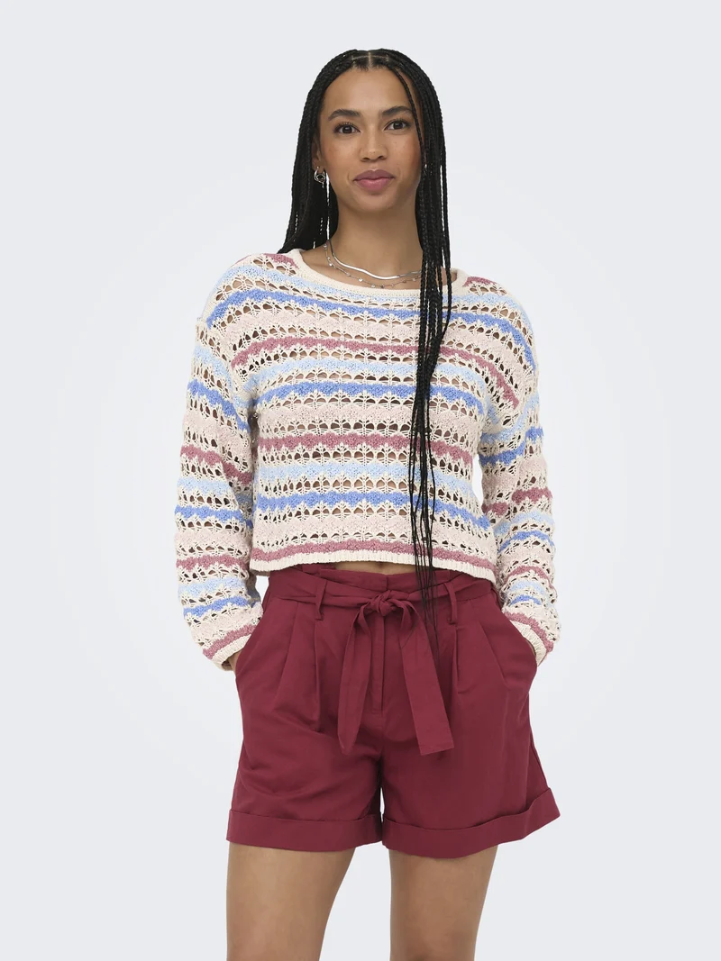 ONLGEENA LS O-NECK PATTERN LOOSE CC, Birch/Dusty R/Serpia R/Cornflower B