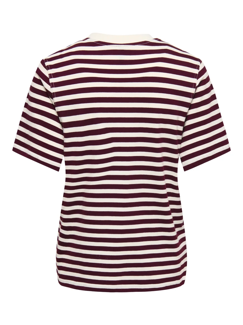 ONLLIVINA S/S O-NECK STRIPE TOP BOX, Fig/Cd + emb. grl pwr