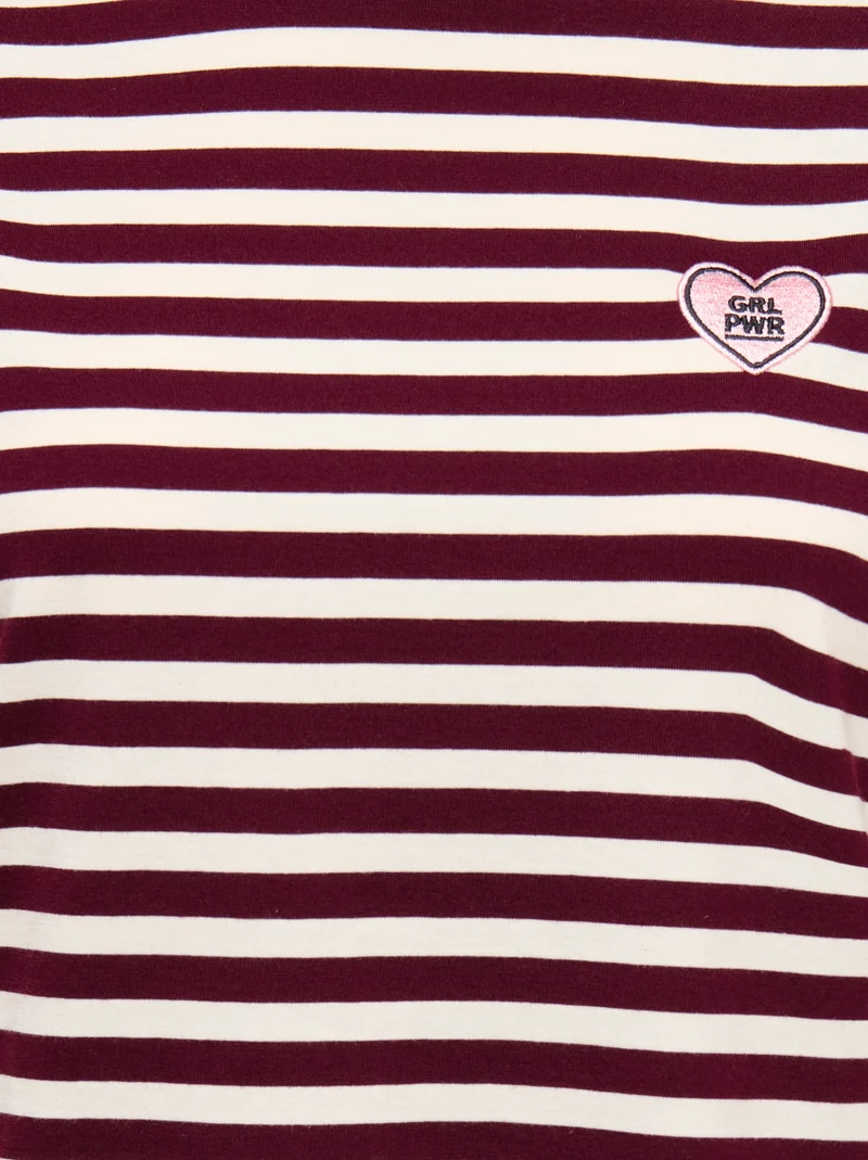 ONLLIVINA S/S O-NECK STRIPE TOP BOX, Fig/Cd + emb. grl pwr