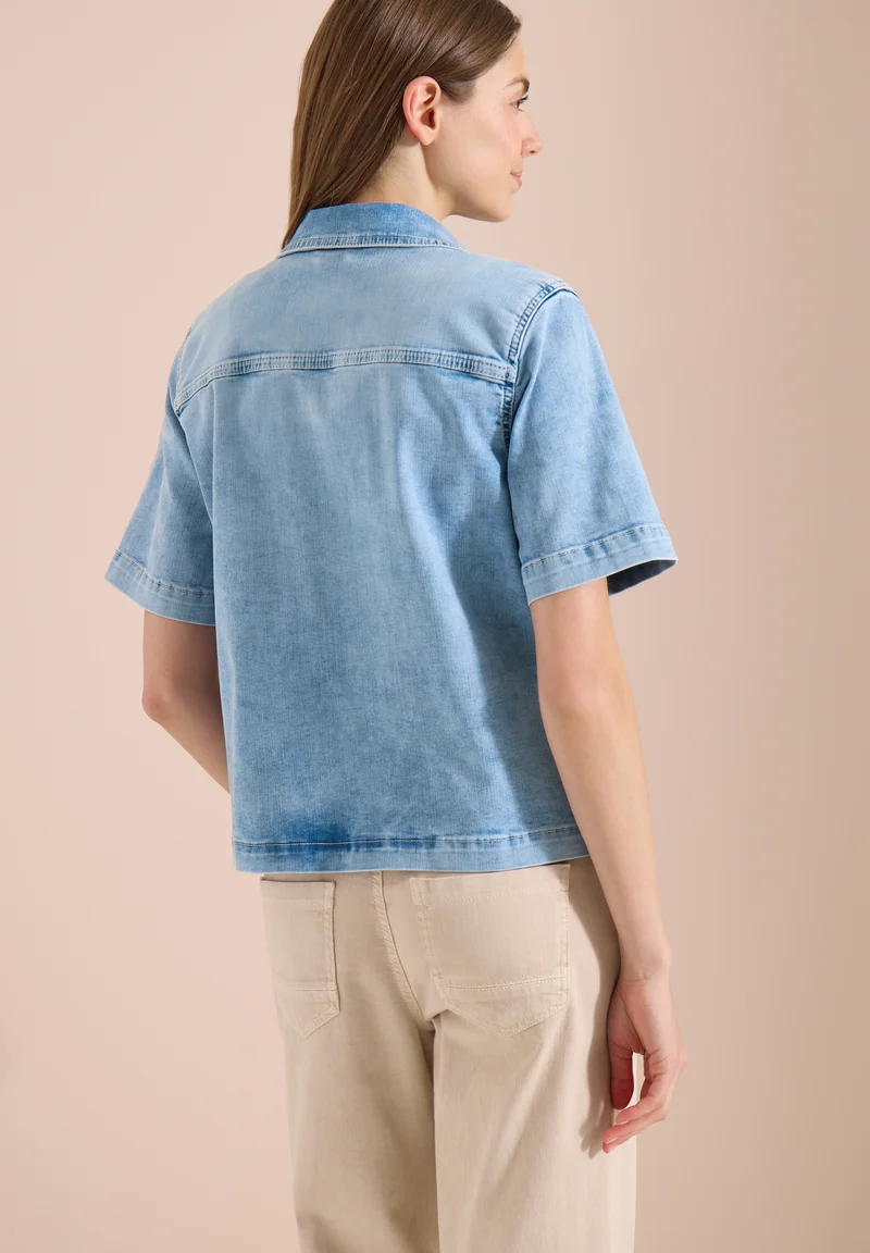 Overshirt Short Sleeve Light B, light blue used wash