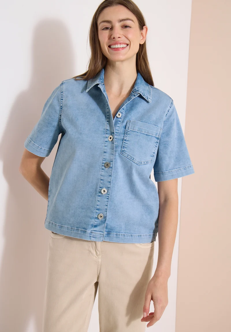 Overshirt Short Sleeve Light B, light blue used wash