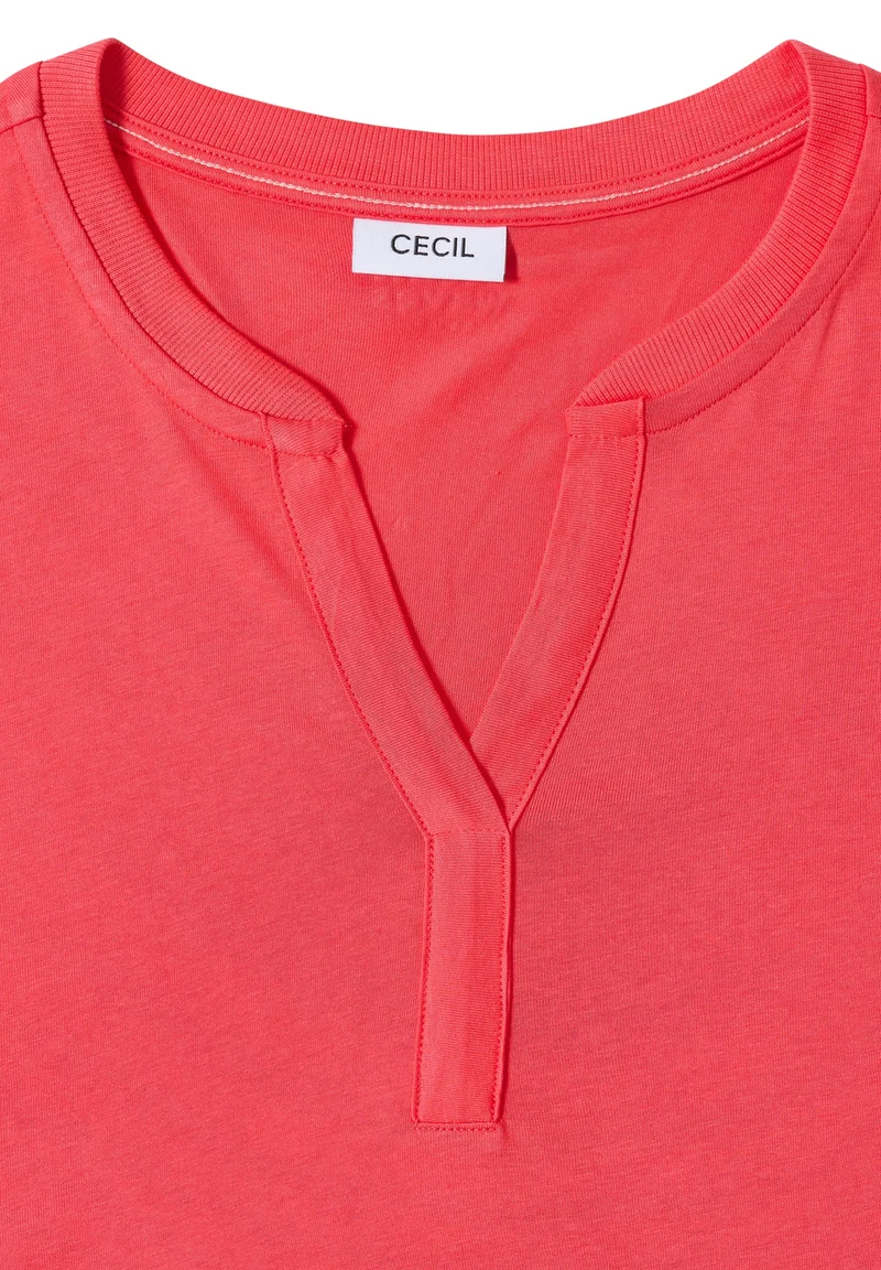 Solid Rib Collar Tunic, coral