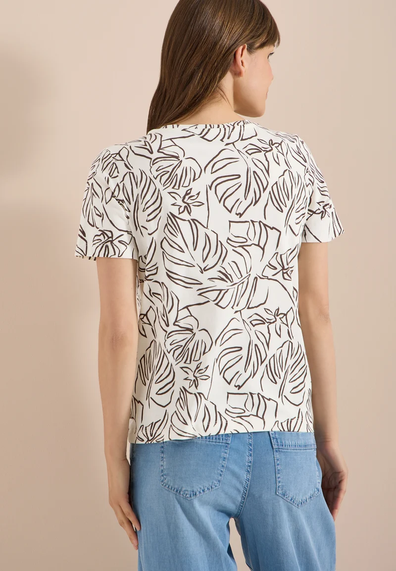 TOS Outline AOP Basic Shirt, light alabaster white