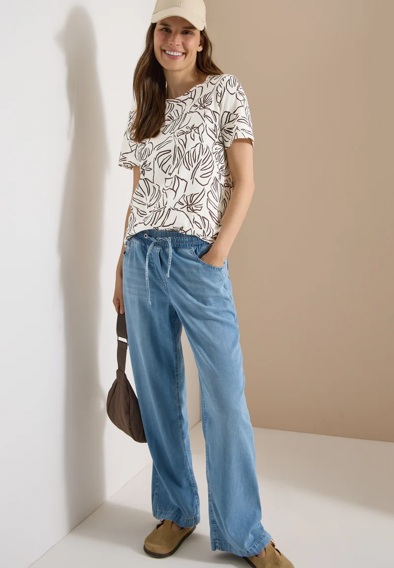 TOS Outline AOP Basic Shirt, light alabaster white