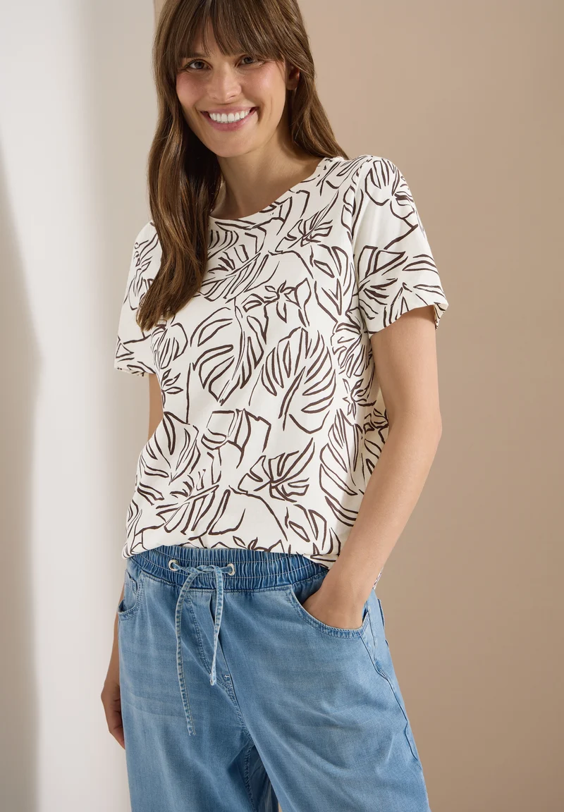 TOS Outline AOP Basic Shirt, light alabaster white