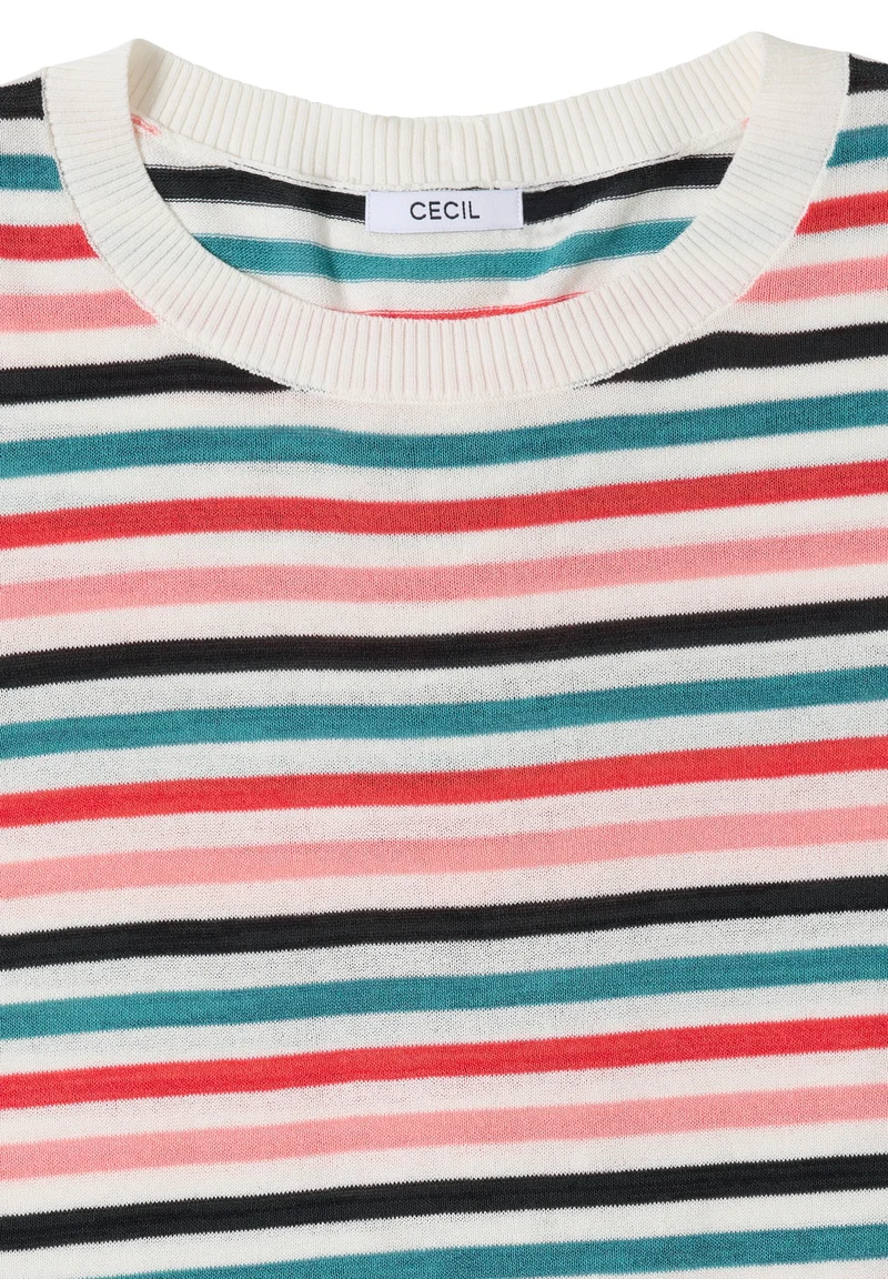 Striped knit Top, raw sand beige