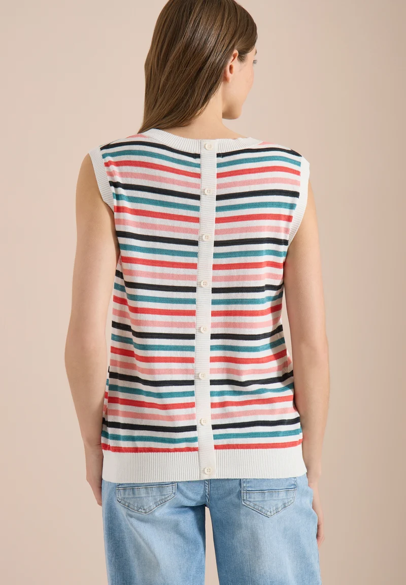 Striped knit Top, raw sand beige