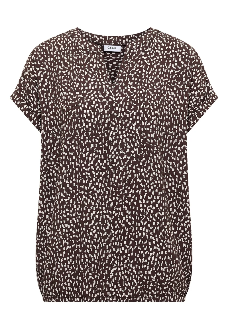 Minimal Print Blouse, brown cacao