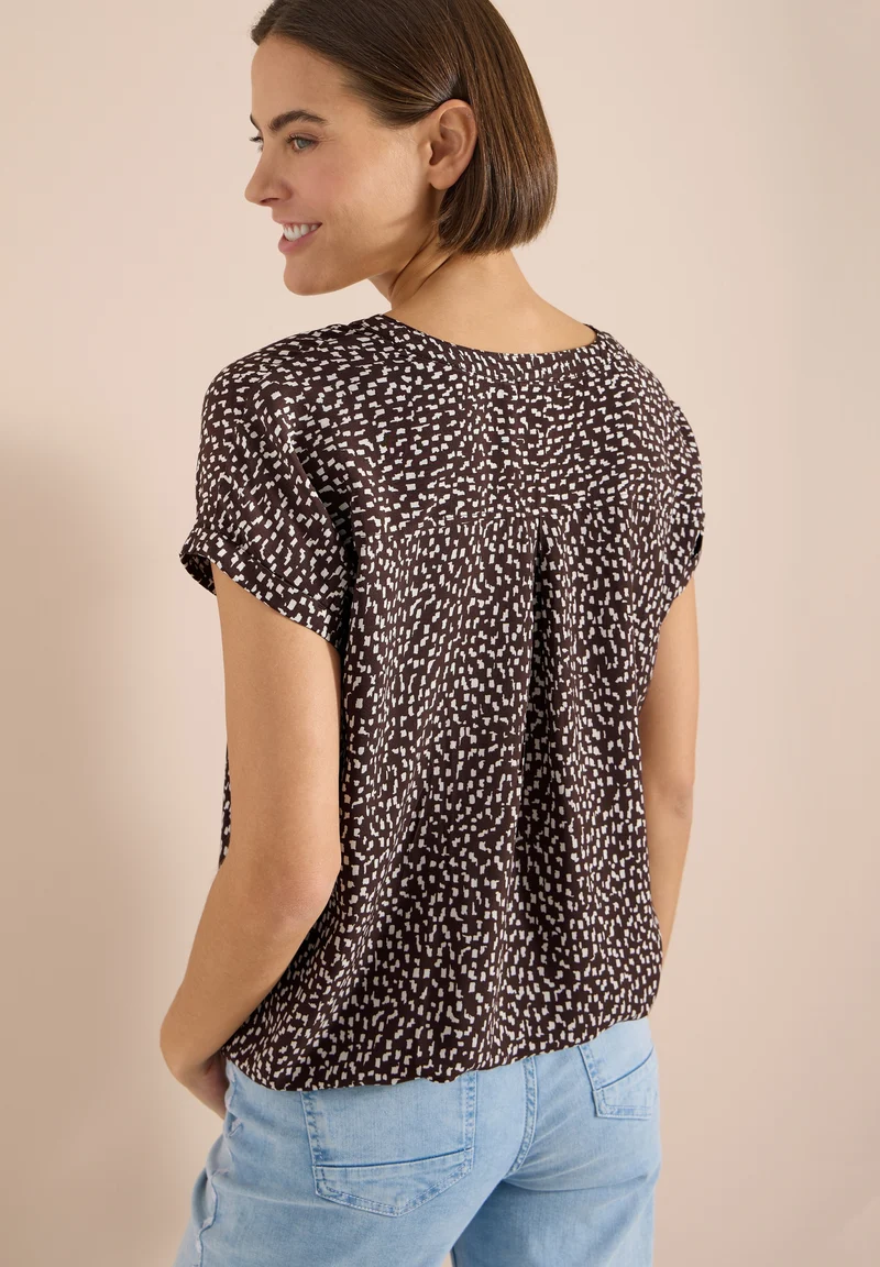 Minimal Print Blouse, brown cacao