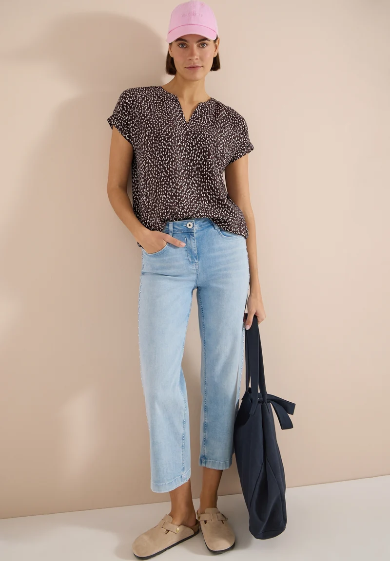 Minimal Print Blouse, brown cacao