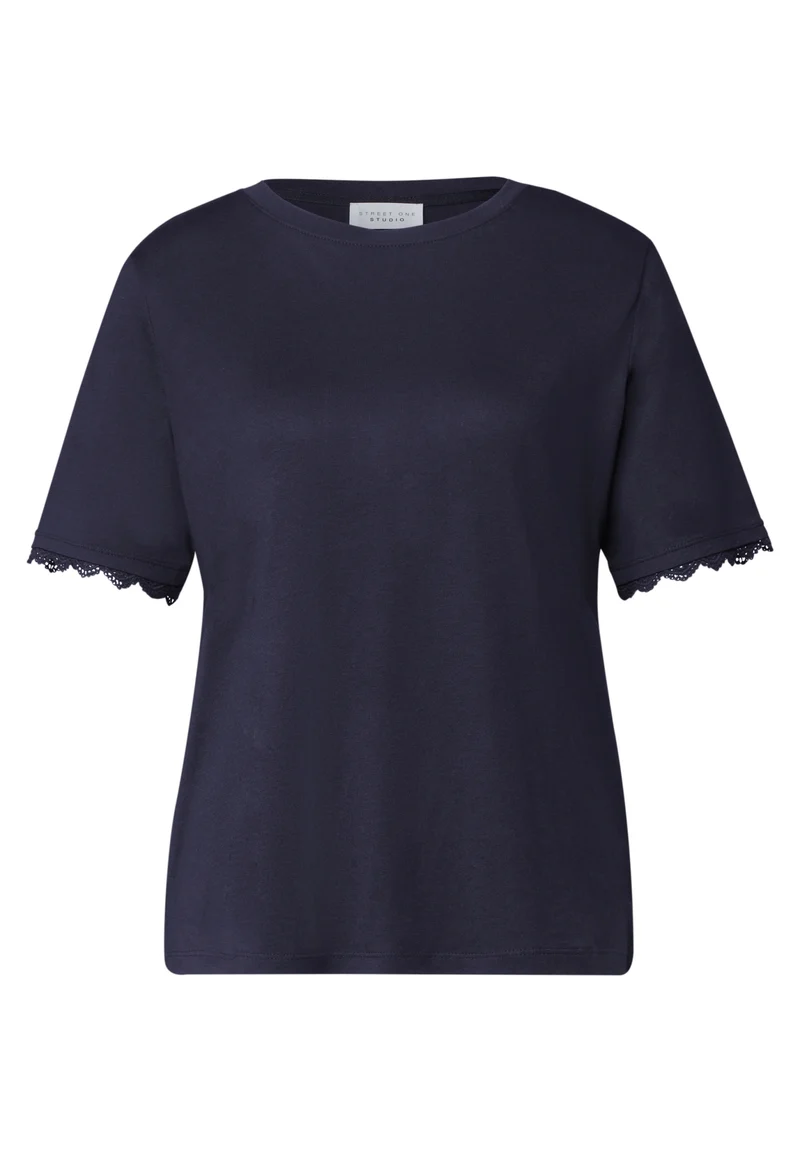 Studio_Basic shirt w.crochet c, maritime blue