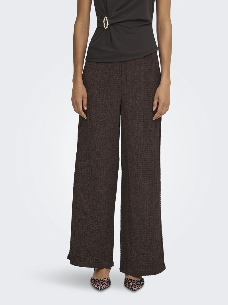ONLERIKKA HW WIDE CRINKLE PANT PNT, Coffee Bean