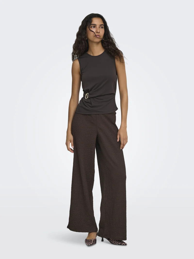 ONLERIKKA HW WIDE CRINKLE PANT PNT, Coffee Bean