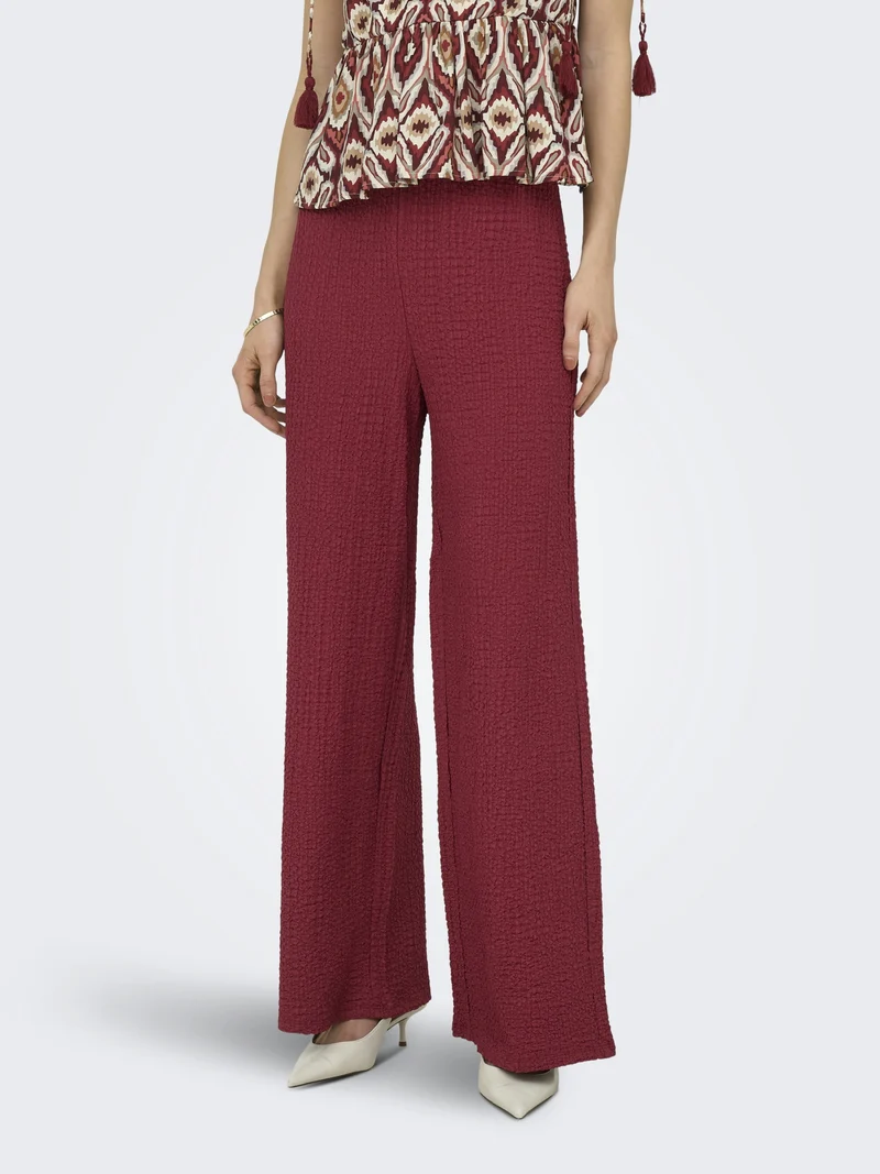 ONLERIKKA HW WIDE CRINKLE PANT PNT, Brick Red