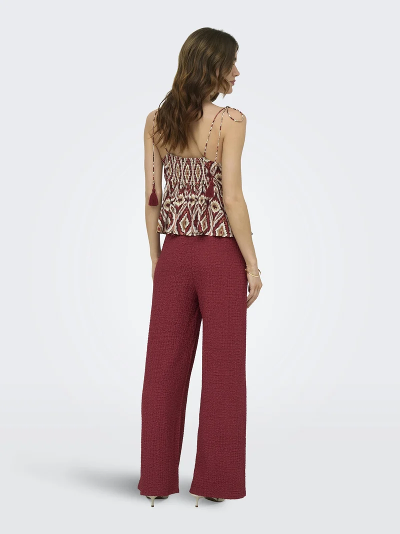 ONLERIKKA HW WIDE CRINKLE PANT PNT, Brick Red
