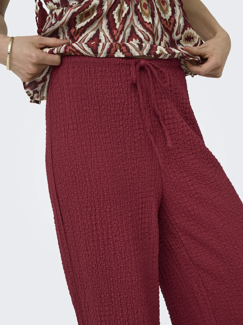 ONLERIKKA HW WIDE CRINKLE PANT PNT, Brick Red