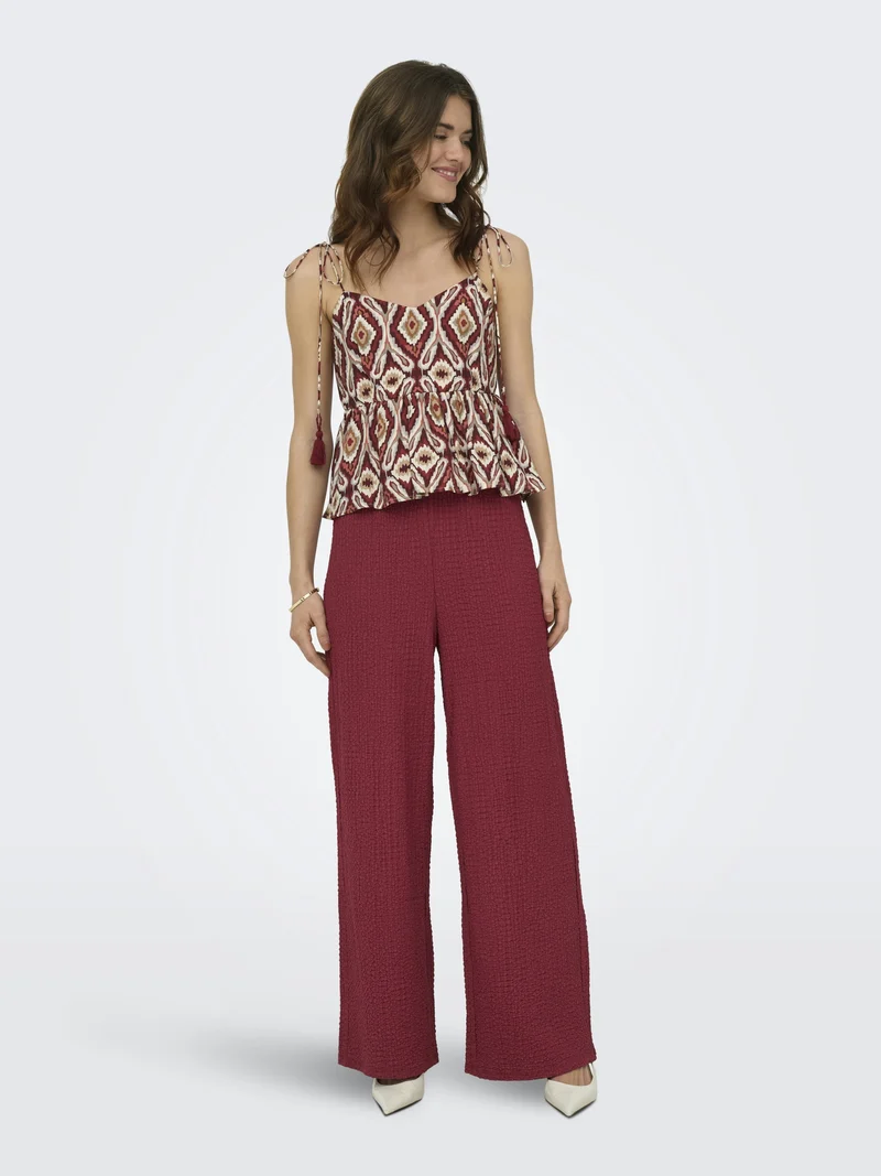 ONLERIKKA HW WIDE CRINKLE PANT PNT, Brick Red