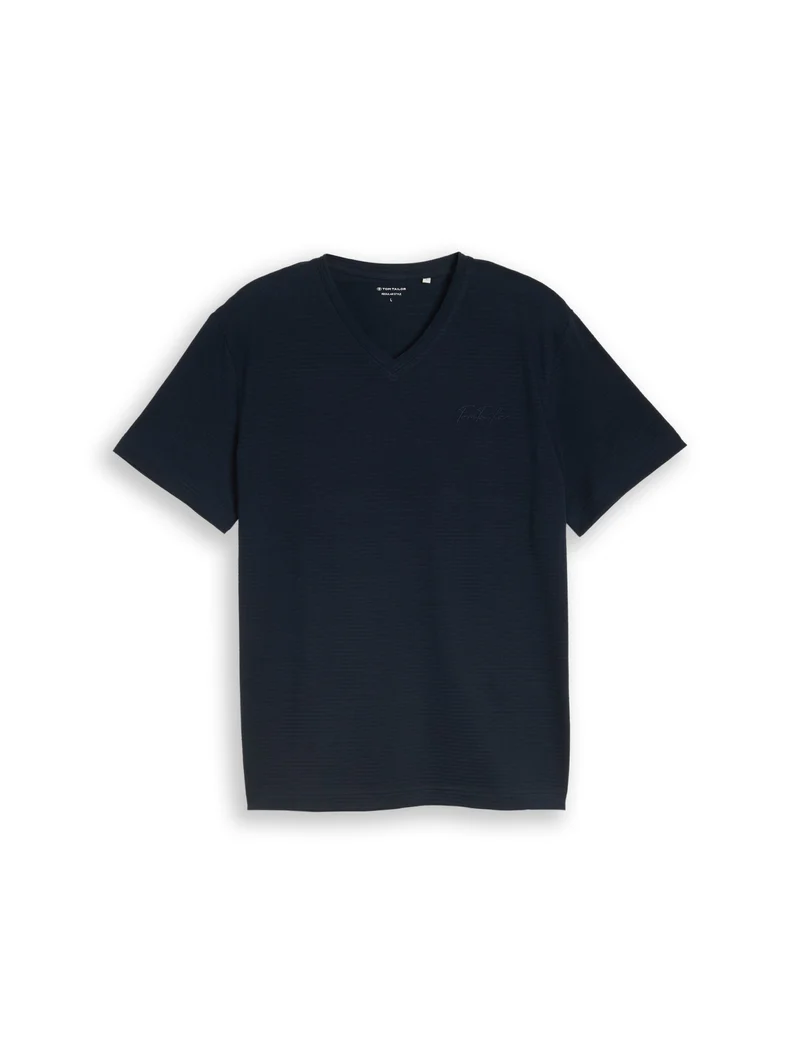 printed v-neck t-shirt, sky captain blue