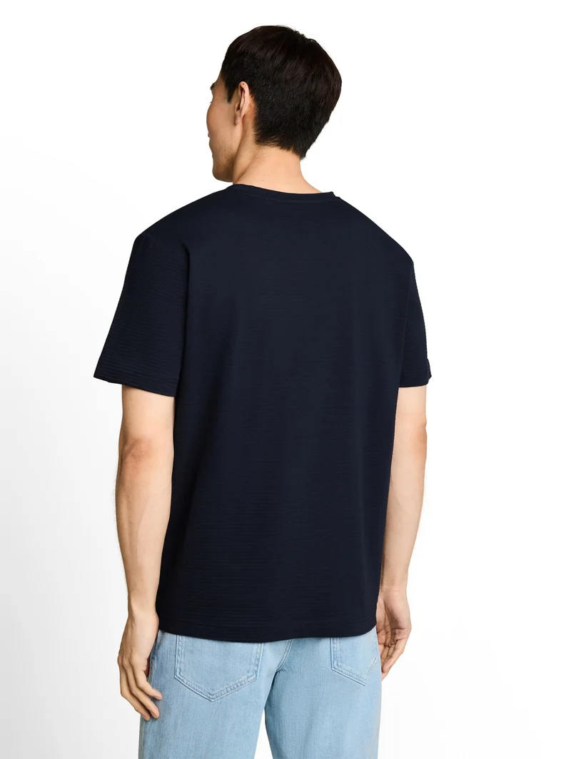 printed v-neck t-shirt, sky captain blue