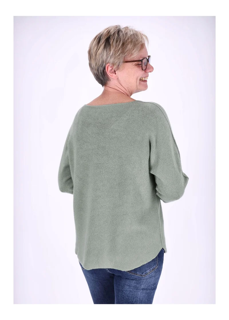 Damen Strickpullover V-Ausschnitt Grün