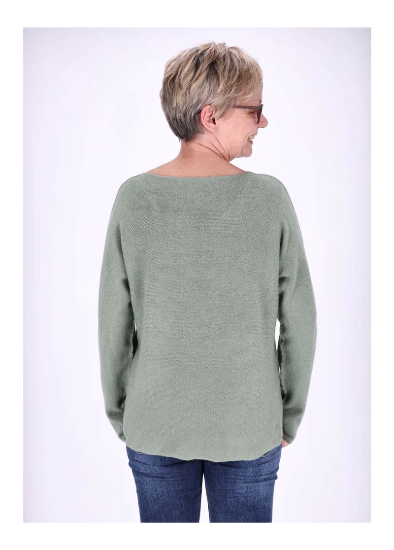 Damen Strickpullover V-Ausschnitt Grün