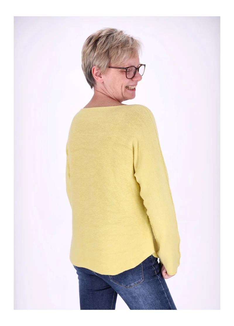 Damen Strickpullover V-Ausschnitt Gelb