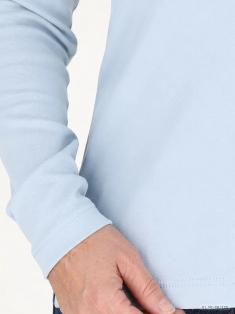 Blaues Damen Shirt mit 3/4-Arm & gewelltem Halsausschnitt