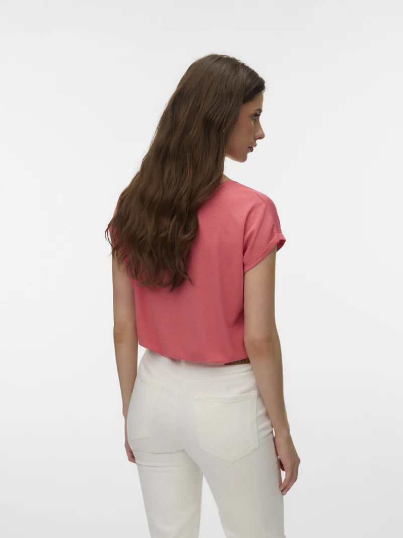 VMLAVA GLITTER SS TOP STRIPE LX JRS, Coral Paradise/GOLD LUREX