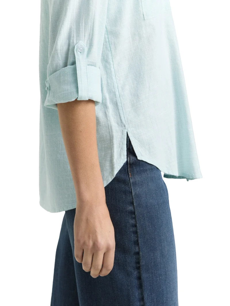 blouse with slub structure, new blue haze