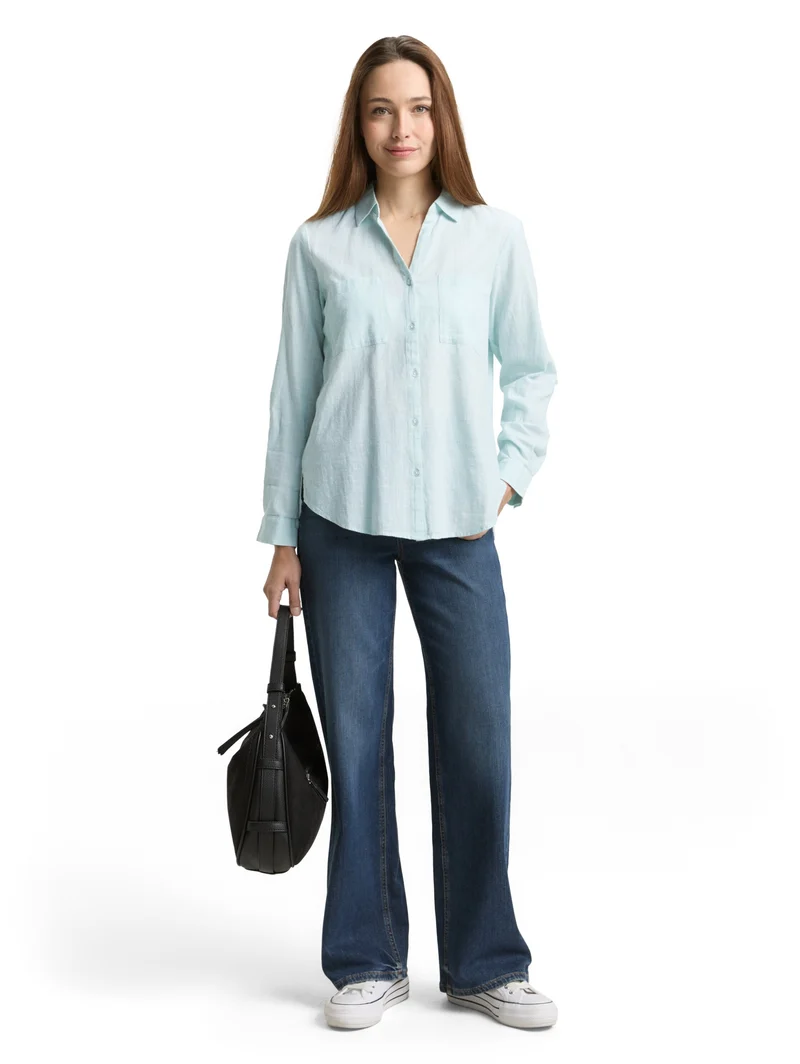 blouse with slub structure, new blue haze