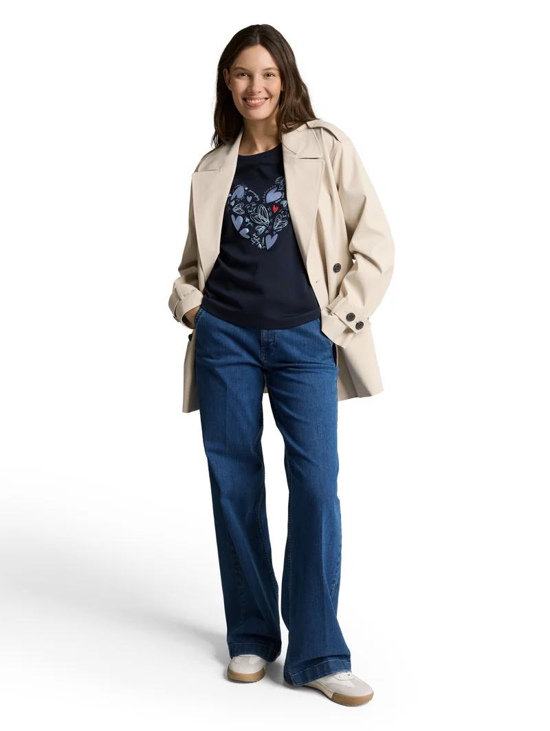 T-shirt boxy crew neck with pr, sky captain blue