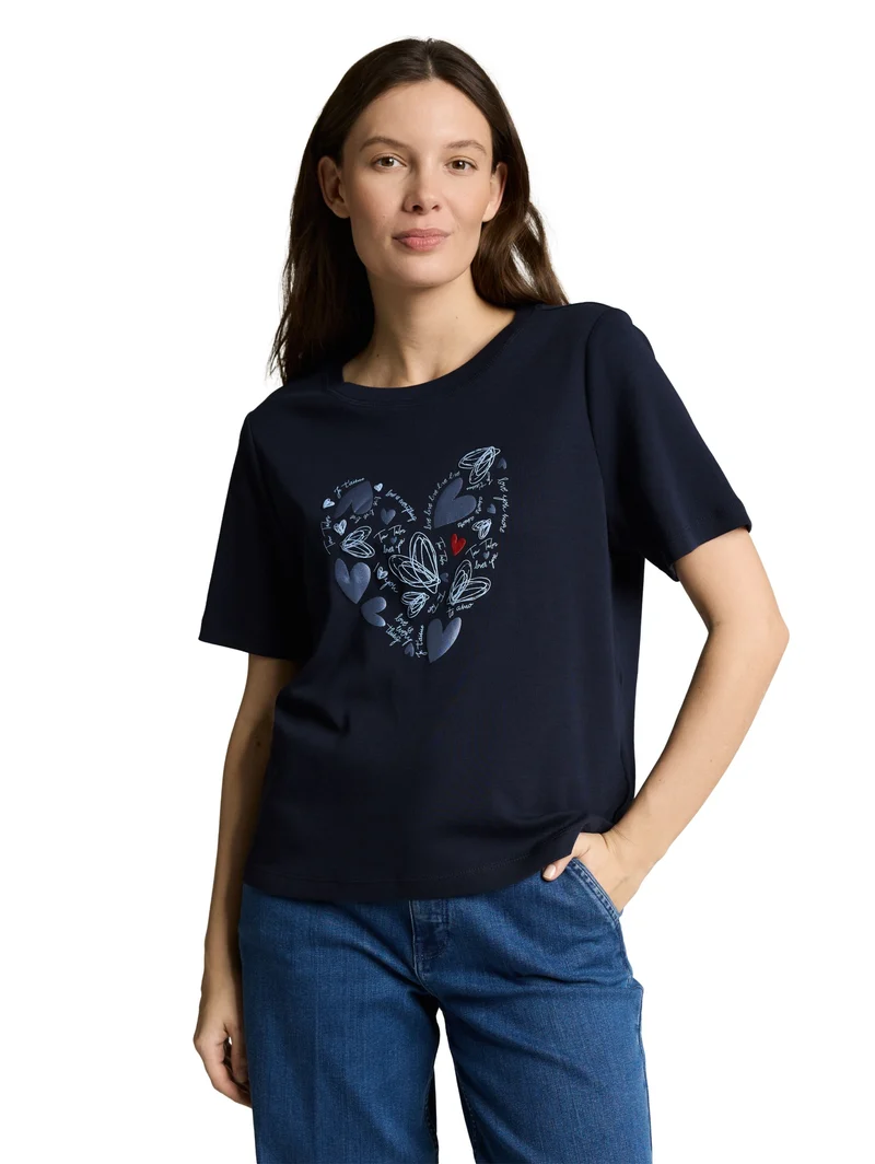 T-shirt boxy crew neck with pr, sky captain blue