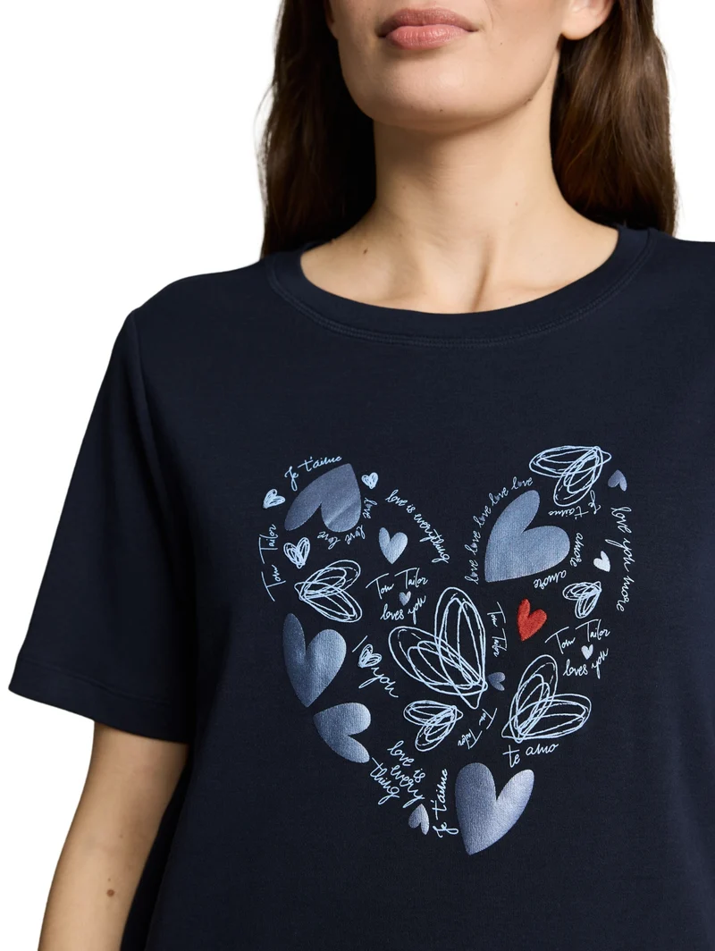 T-shirt boxy crew neck with pr, sky captain blue
