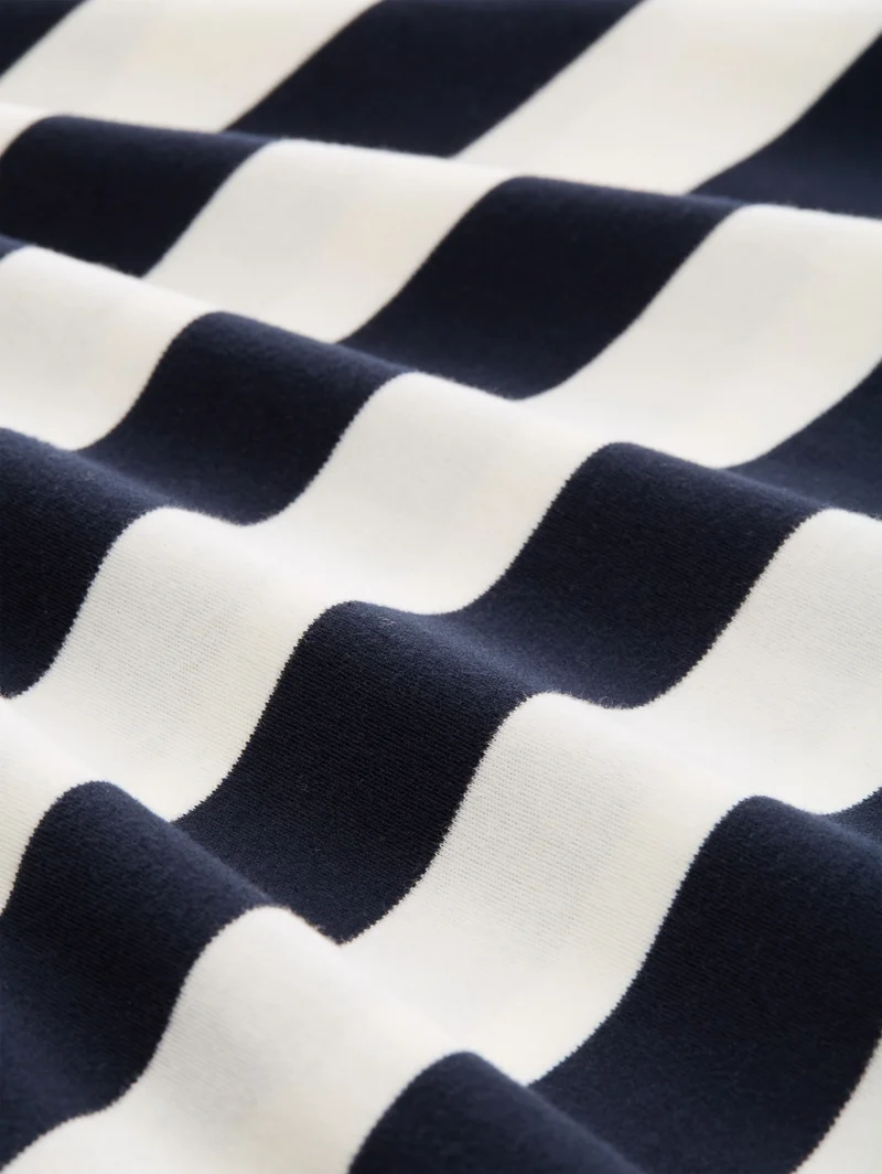 T-shirt boxy crew neck with pr, white navy bold stripe