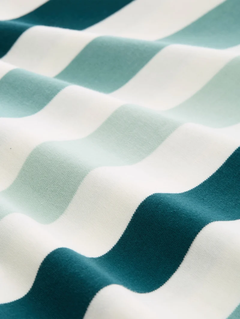 T-shirt boxy crew neck with pr, white mint bold stripe