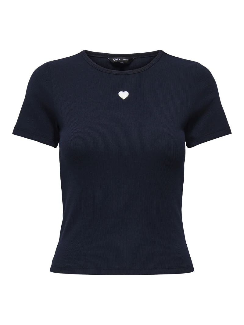ONLELVA JUNE EMB S/S TEE JRS NOOS, Night Sky/CD HEART