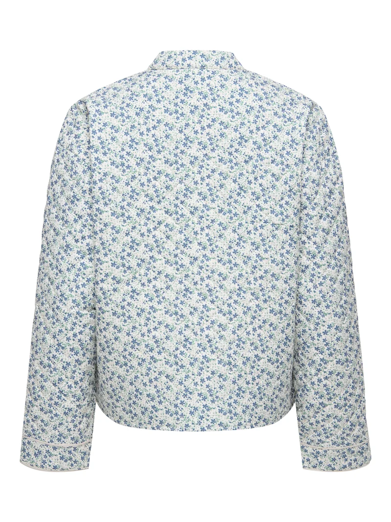 ONLHALLIE QUILTED JACKET OTW NOOS, Cloud Dancer/BLUE DITSY