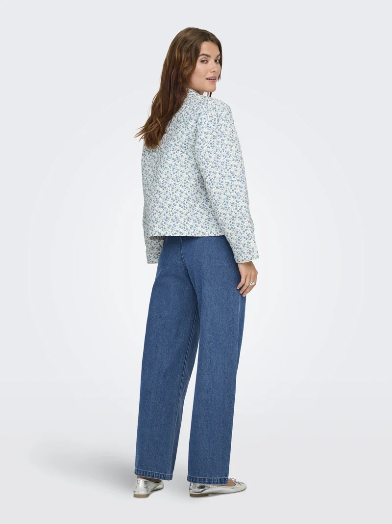 ONLHALLIE QUILTED JACKET OTW NOOS, Cloud Dancer/BLUE DITSY