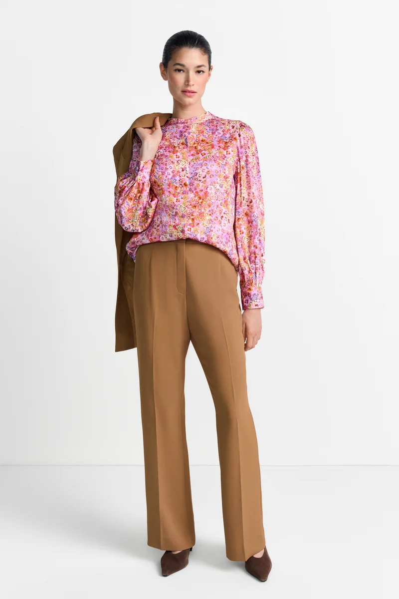 Printed Blouse with Bow, soft orchid